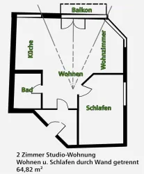 Grundriss Wohnung (65m²) (© Rudolf, Berger)