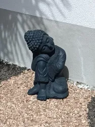 Terrasse mit Lounge Möbeln unter einer Palme