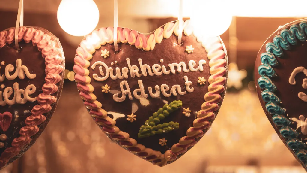 Lebkuchenherz mit der Aufschrift "Dürkheimer Advent"