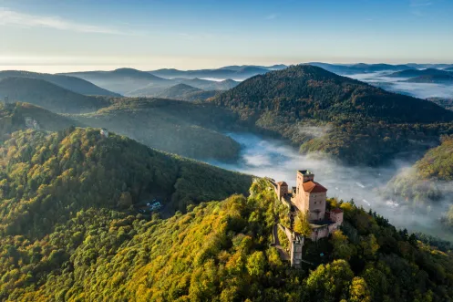 Die Burg Trifels thront über den Pfälzerwald