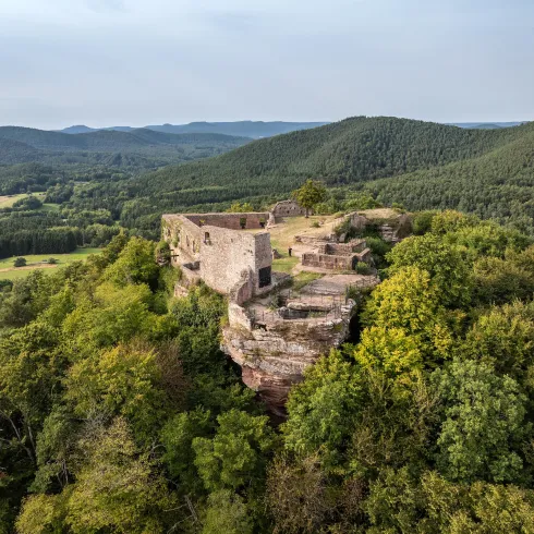 Die Burgruine Lindelbrunn im Pfälzerwald bei Vorde
